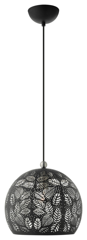 Livex Lighting Chantilly 1 Light Black With Brushed Nickel Accents Small Pendant