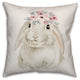 Watercolor Floral Bunny Crown 20x20 Throw Pillow