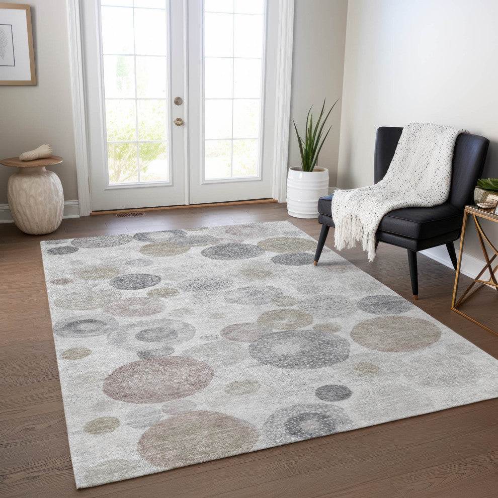Machine Washable Indoor/Outdoor Chantille ACN1896 Taupe 10' x 14' Rug