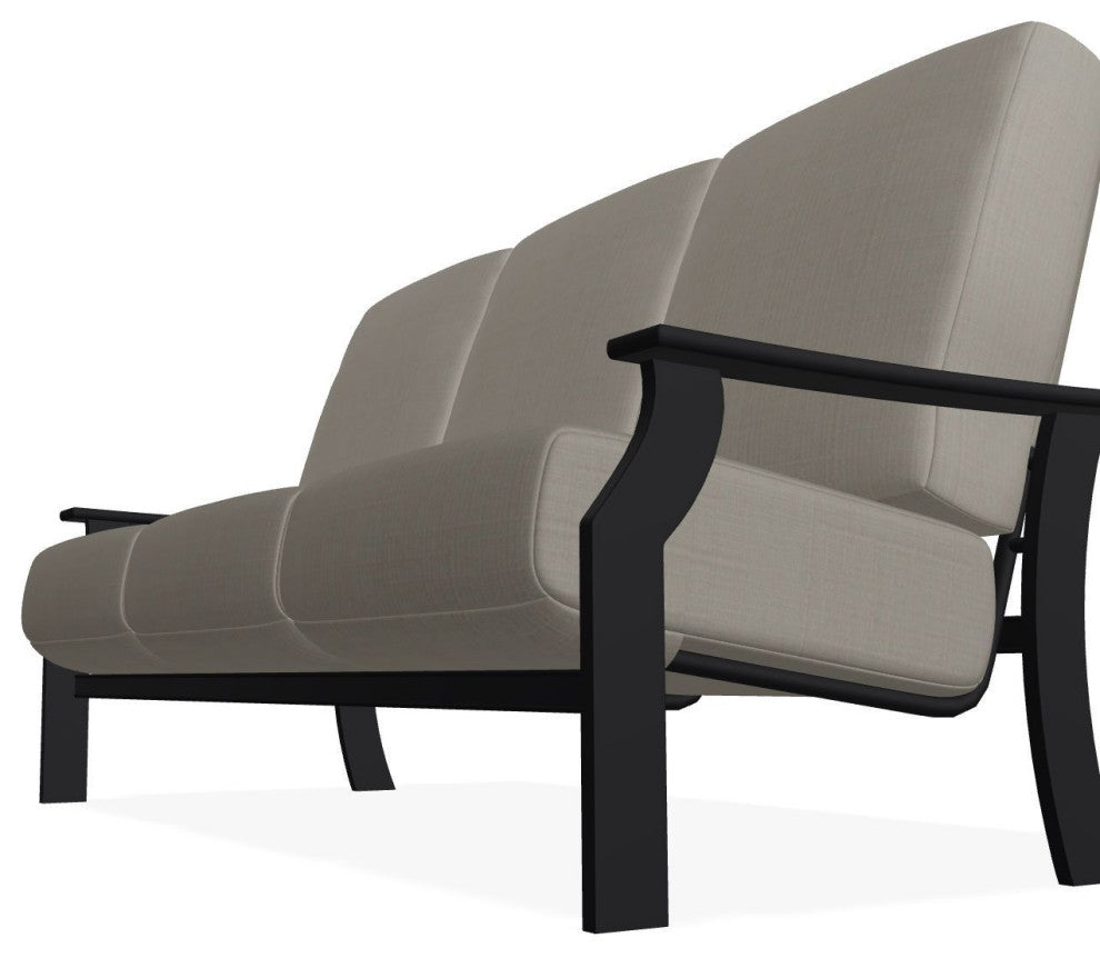 St. Catherine Deep Seat 3-Seat Outdoor Sofa, Stone Linen/Black