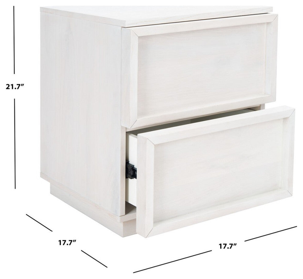 Safavieh Couture Zeus 2 Drawer Nightstand, White Wash