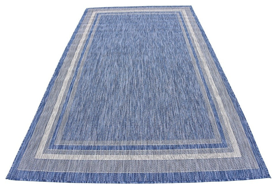 Unique Loom Blue Soft Border Outdoor 5' 0 x 8' 0 Area Rug