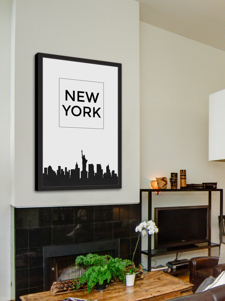 "NY Black" Framed Painting Print, 12x18
