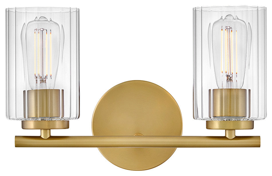 Lark Leta Small Two Light Vanity, Lacquered Brass