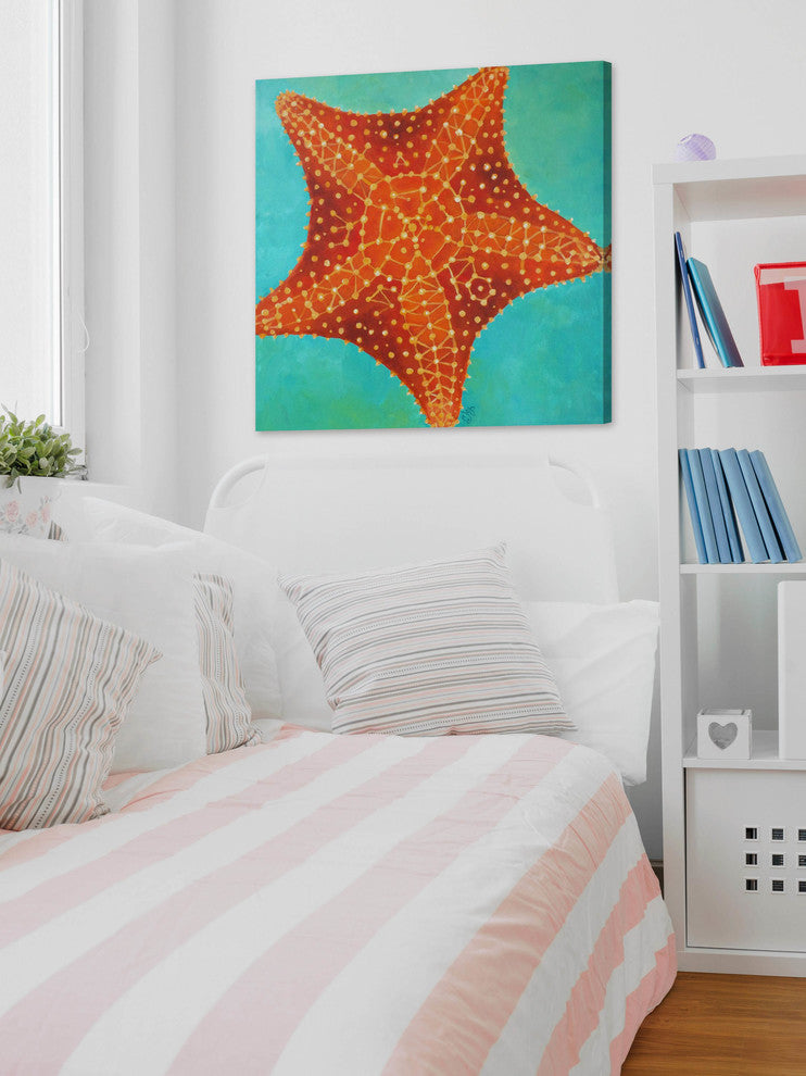 Marmont Hill, "Orange Starfish" by Nicola Joyner Print on Wrapped Canvas, 48x48