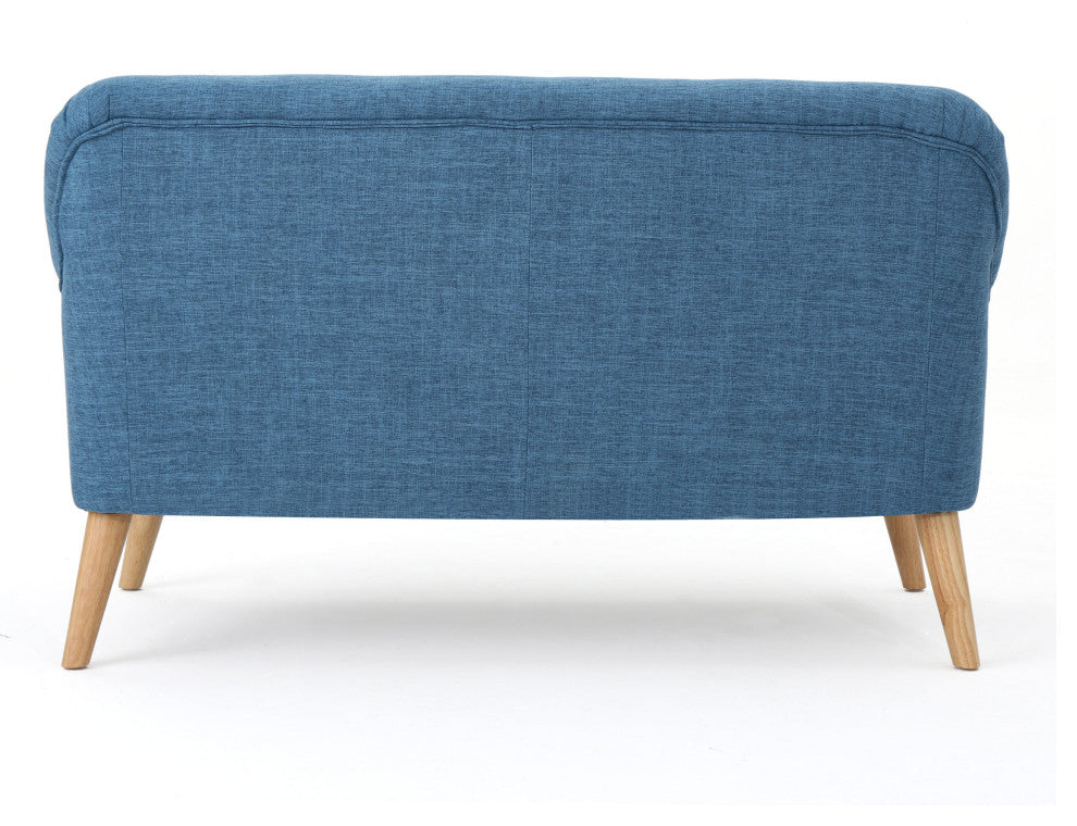 GDF Studio Mia Mid Century Modern Fabric Loveseat, Muted Blue