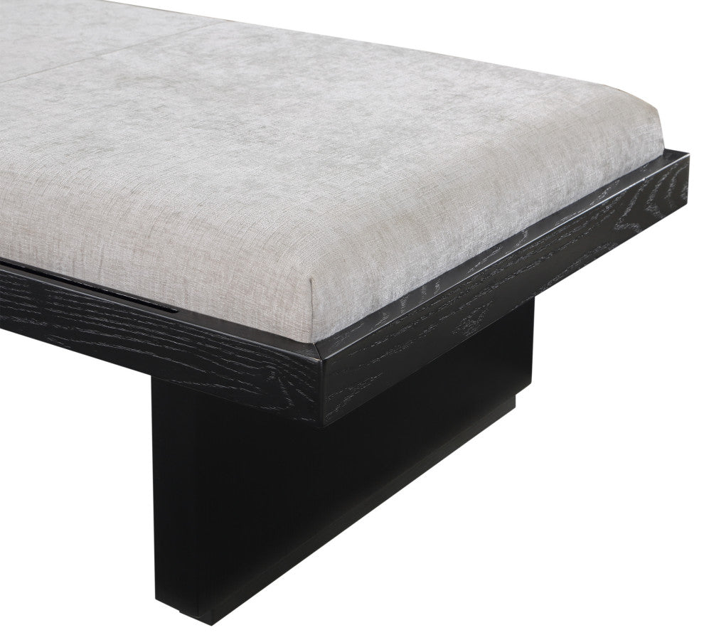 Arlington Chenille Fabric Upholstered Bench, Grey, Black Finish