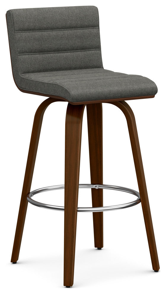 Roland Swivel Bar Stool, Grey Linen Look Fabric