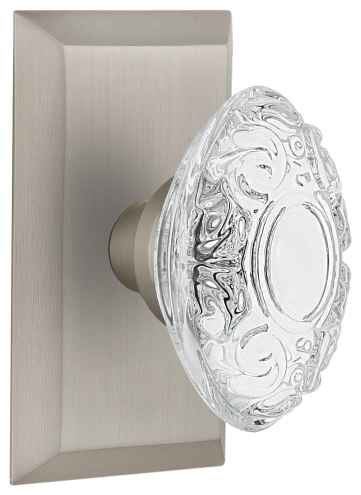 Studio Plate Single Dummy Crystal Victorian Knob, Satin Nickel, STUCVI