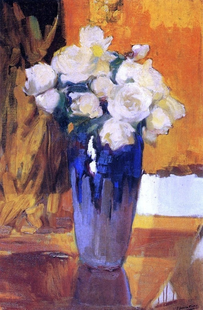 Joaquin Sorolla Y Bastida White Roses from The House Garden Print