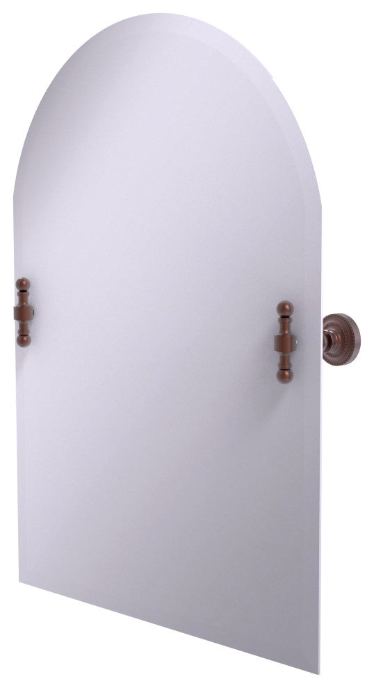Frameless Arched Top Beveled Edge Tilt Mirror, Antique Copper