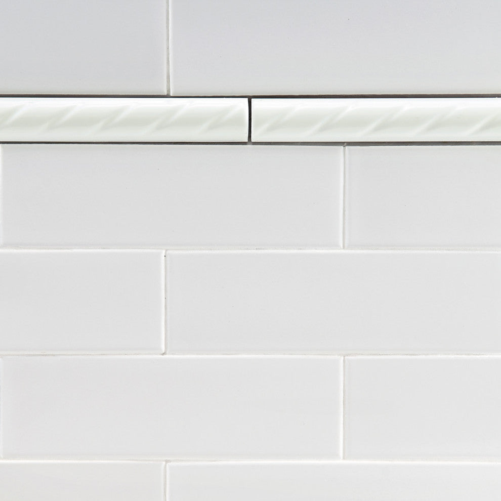 White Rope Pencil Ceramic Wall Trim