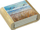 Coastal "Beach Watch" Accessory Stone Coasters, Wood Holder  Set of 4