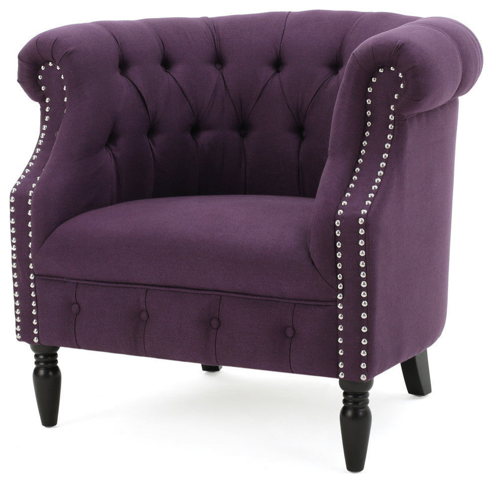 GDF Studio Akula High Back Club Chair, Plum Fabric