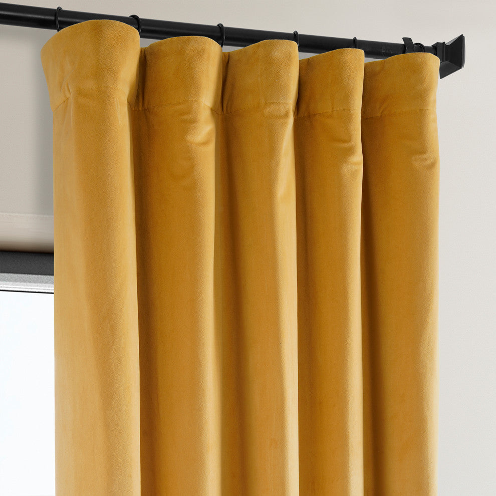 Heritage Plush Velvet Curtain Single Panel, Aztec Gold, 50"x84"