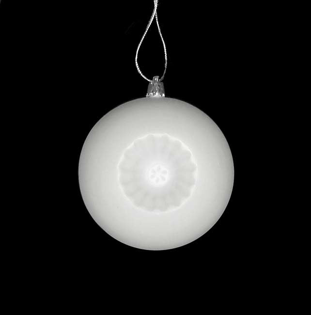 4" Matte Retro Reflector Shatterproof Christmas Ball Ornaments, Winter White