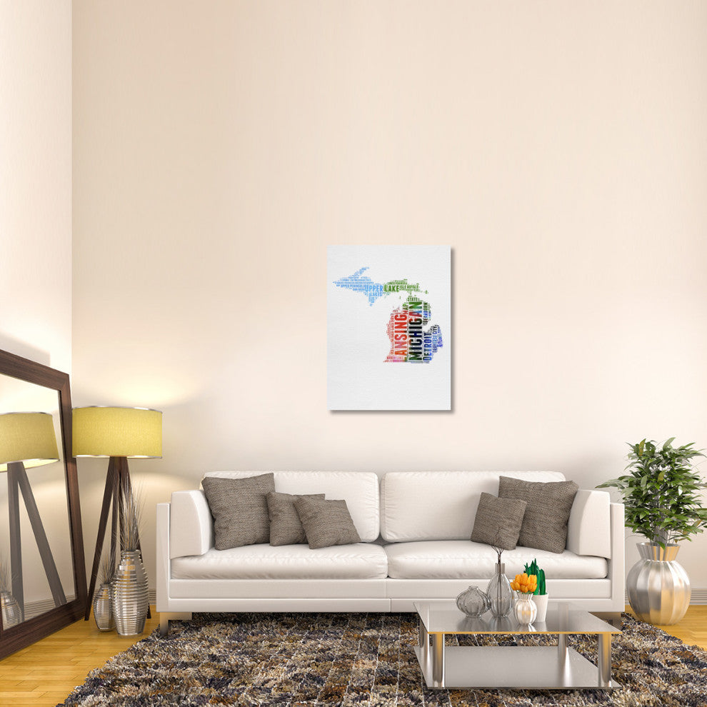 "Michigan Watercolor Word Cloud" Fine Art Print