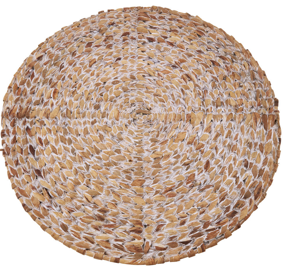 Water Hyacinth Placemats With Woven Design, Set of 4, White