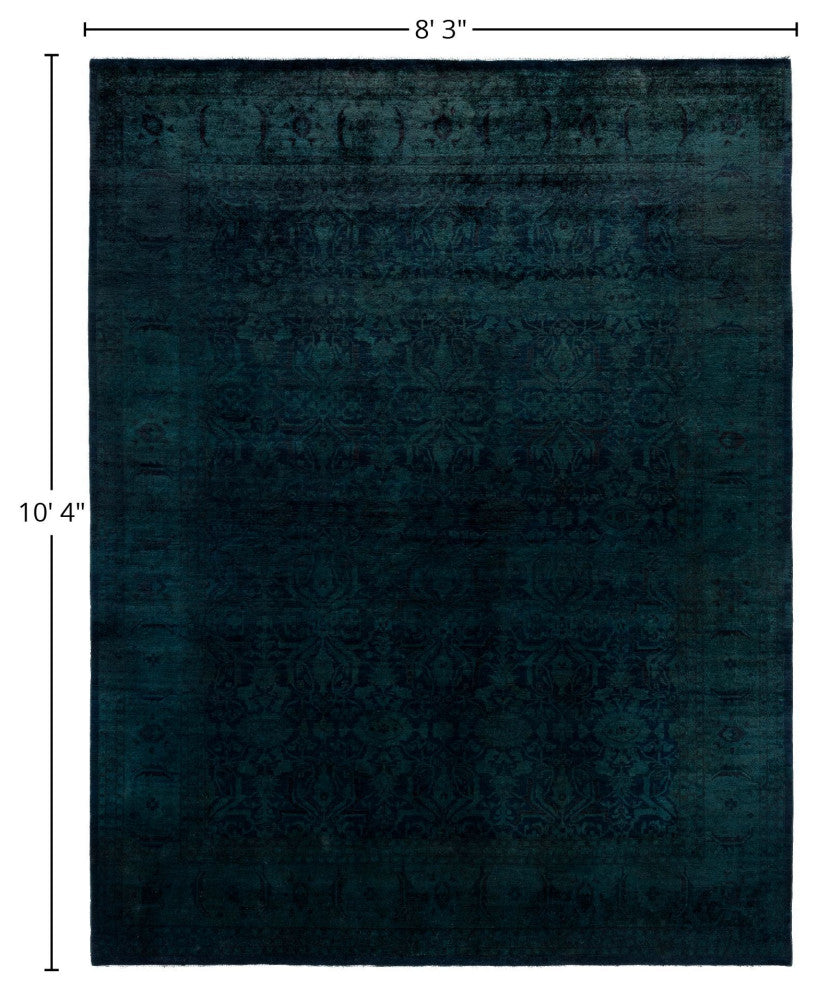 Overdyed One-of-a-Kind Hand-Knotted Area Rug Black, 8' 3" x 10' 4"