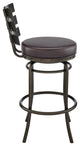 Natya Swivel Stool in Mocha Finish With Brown Faux Leather, 30"
