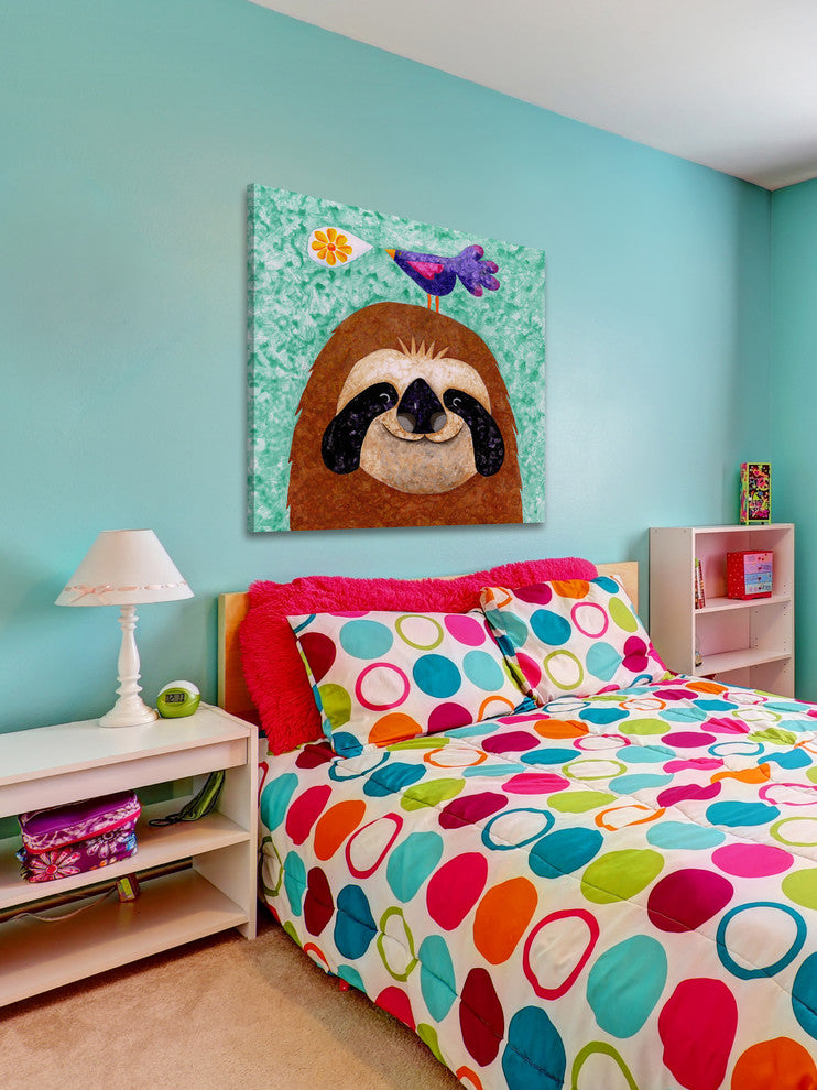 Marmont Hill, "Sloth Happy" by Janet Nelson Painting on Wrapped Canvas, 24x24