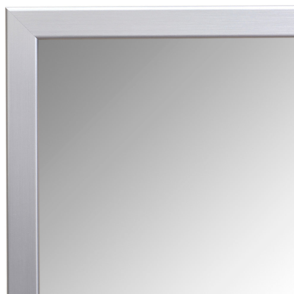 Ellis Framed Wall Mirror, Brushed Chrome, 36"x54"