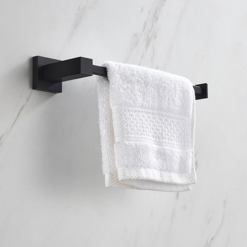 Cube 2-Piece Bathroom Hardware Set, Matte Black