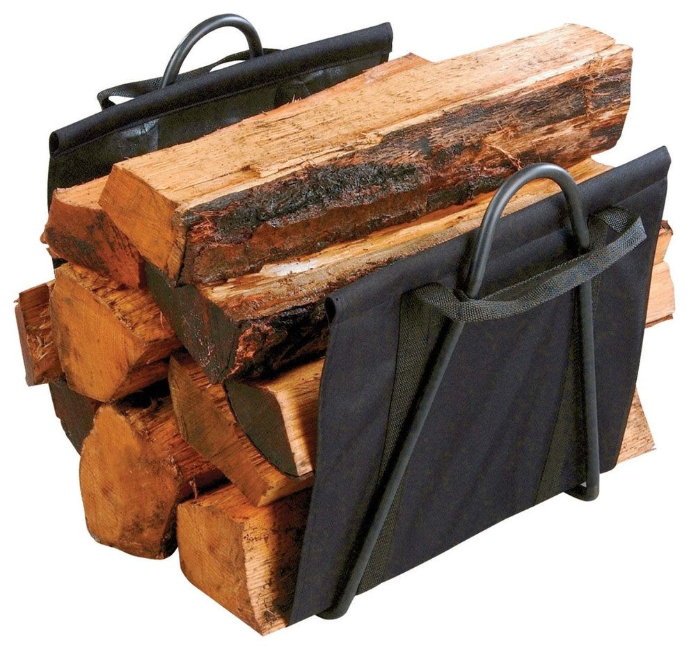 Panacea Fireplace Log Tote With Stand, Black