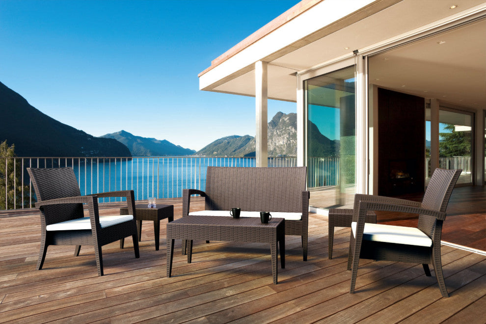 Compamia Miami Outdoor Love Seat, Brown