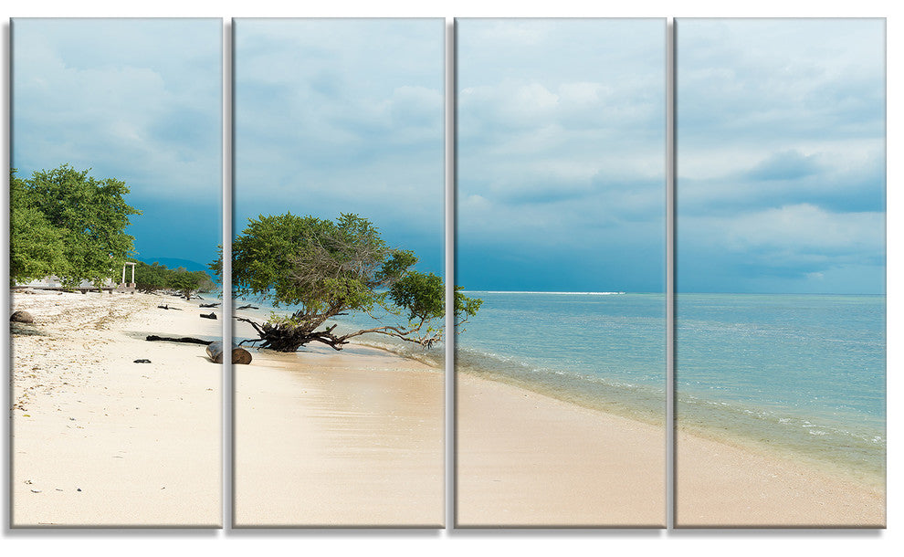 "Beautiful Coastline in Indonesia" Modern Seascape Wall Art, 4 Panels, 48"x28"