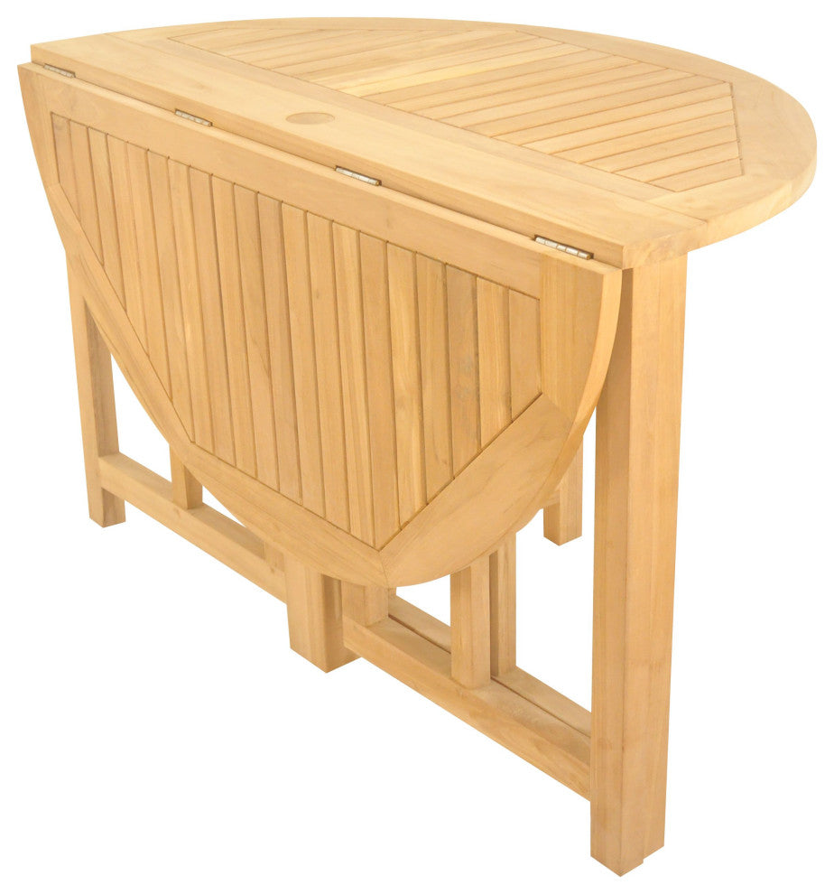 5-Piece Outdoor Patio Teak Dining Set, 48" Butterfly Table, 4 Arm Chairs