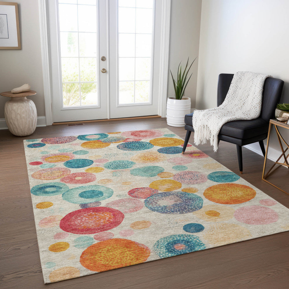 Machine Washable Indoor/Outdoor Chantille ACN1896 Beige 8' x 10' Rug