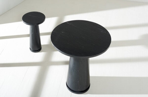 Safavieh Couture Valentia Round Marble Accent Table, Black