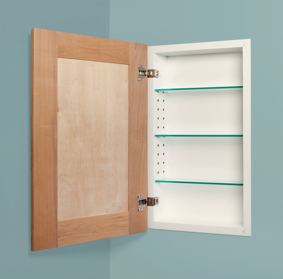 Shaker Style Recessed Medicine Cabinet, Unfinished Beadboard, 14"x24"