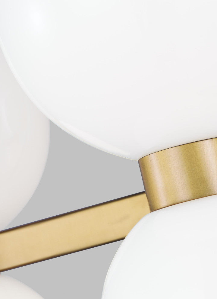 Londyn Semi Flush Mount, Burnished Brass with Milk White Glass