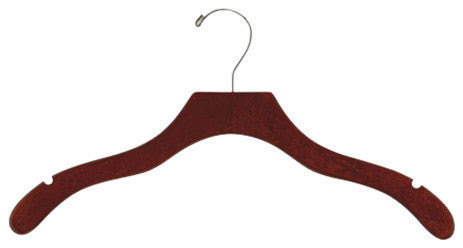 Wooden Wavy Top Hanger, Walnut/Chrome Finish, Box of 50