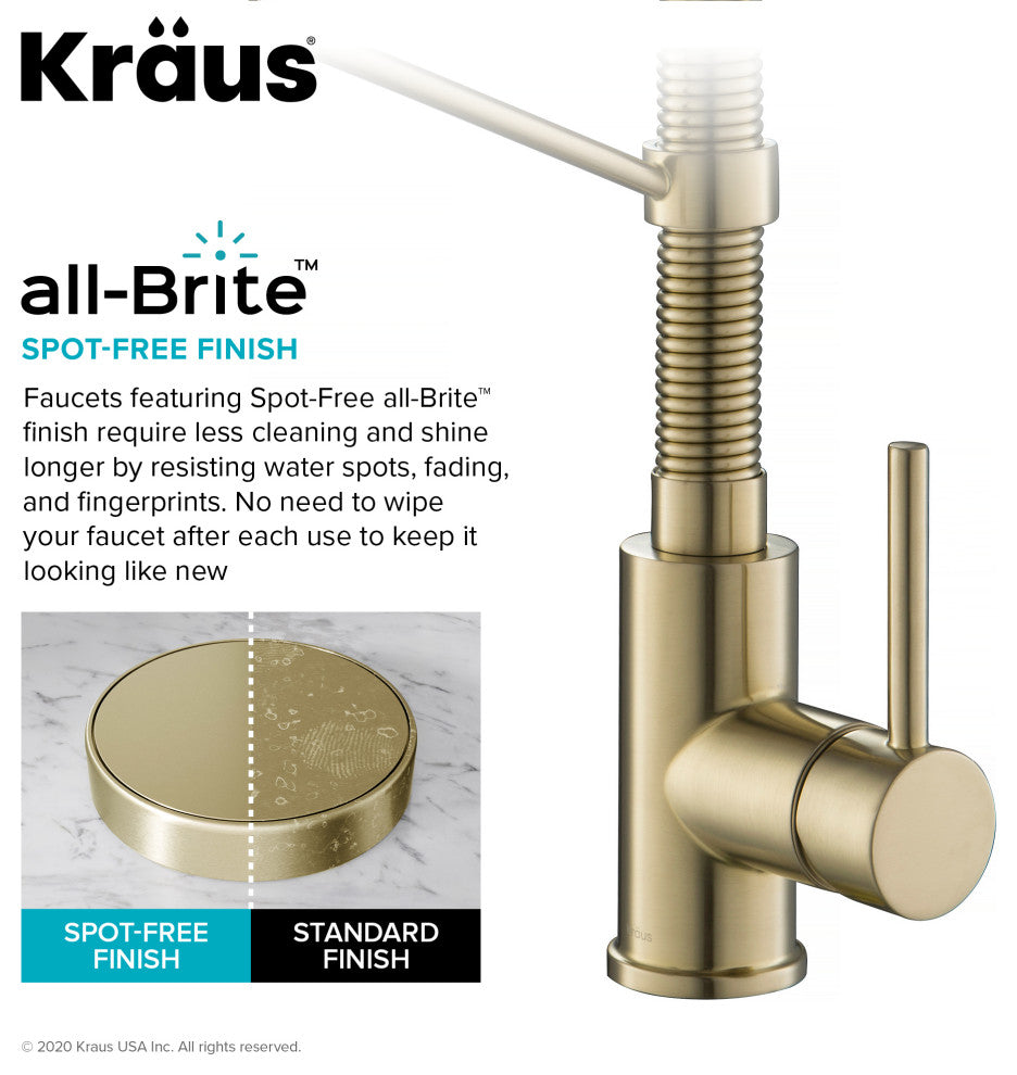 Bolden Commercial Style 2-Function Pull-Down 1-Handle 1-Hole Kitchen Faucet, Spot Free Antique Champagne Bronze W/ Water Filter Dispenser