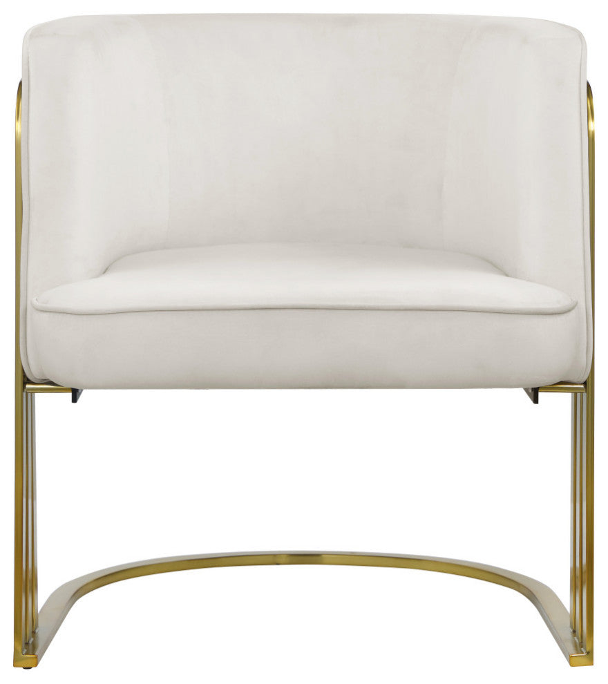 Rays Velvet Upholstered Accent Chair, Cream