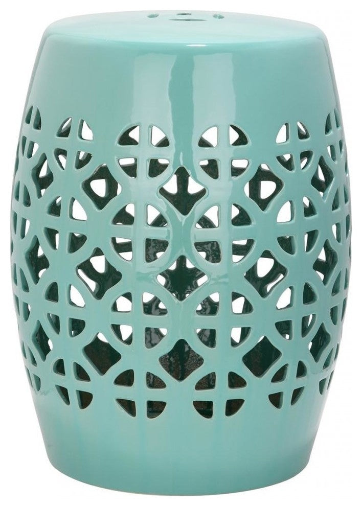 Safavieh Circle Lattice Garden Stool, Robins Egg Blue