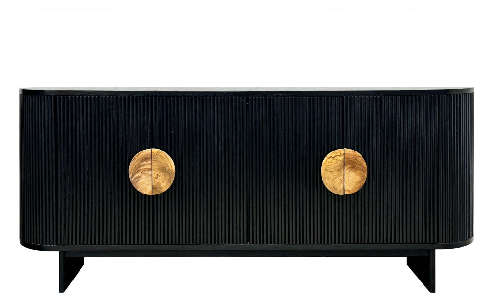 Four Door Media Credenza Sideboard, Black