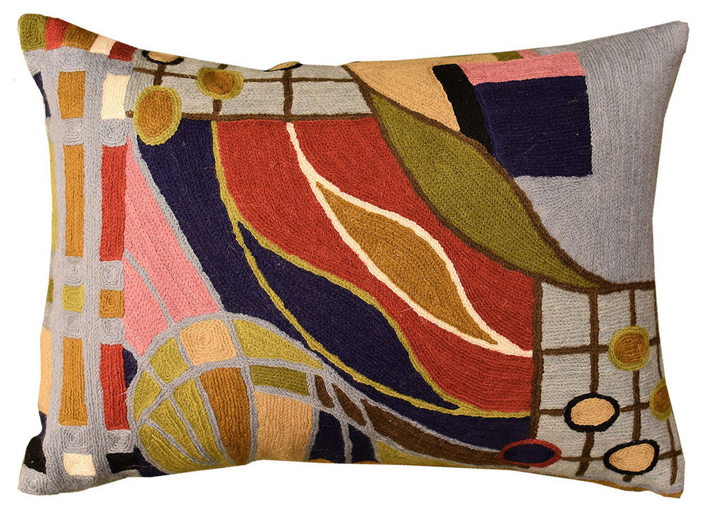 Lumbar Hundertwasser Pillow Cover Rectangle Biomorph II Rectangle Wool 14x20"