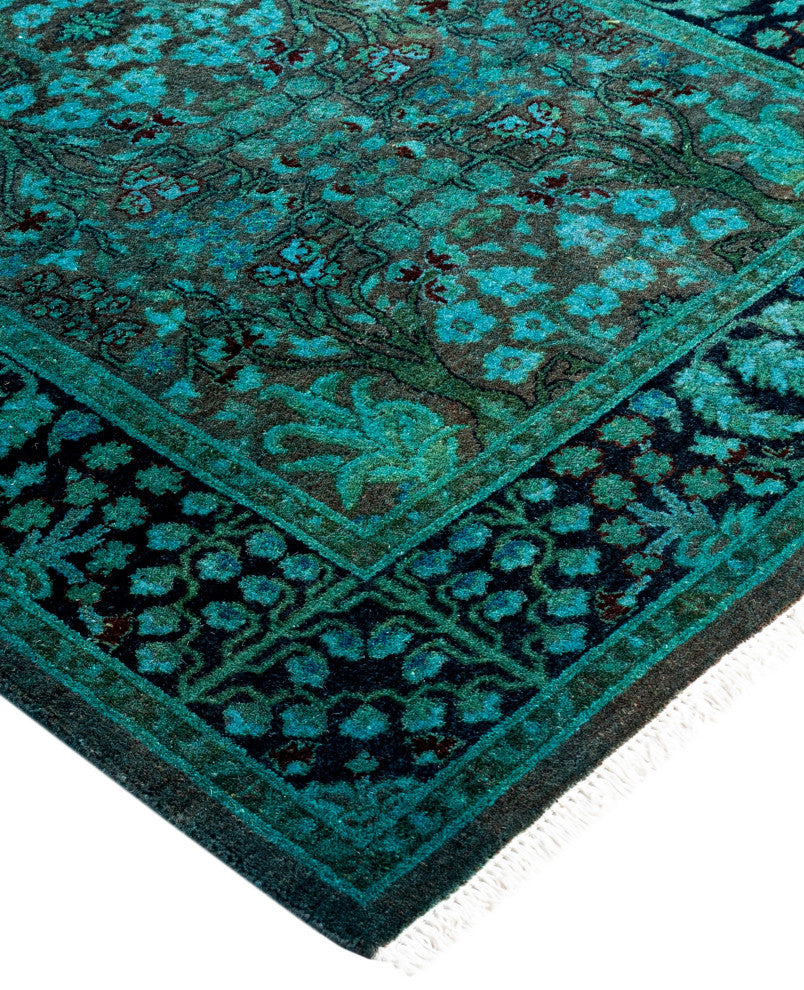 Overdyed One-of-a-Kind Hand-Knotted Area Rug Green, 2' 8" x 10' 7"