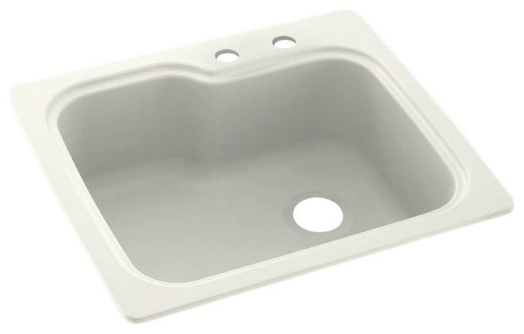 Swan 25x22x9 Solid Surface Kitchen Sink, 2-Hole, Bisque