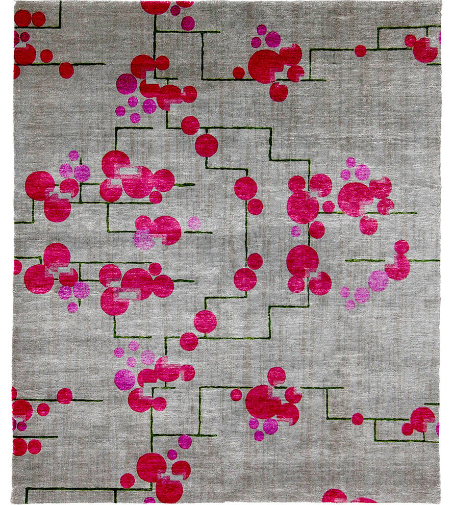 Tulip Hand Knotted Tibetan Rug, 8' Round