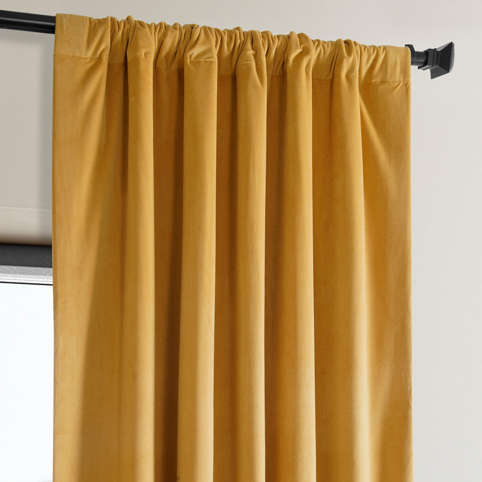 Heritage Plush Velvet Curtain Single Panel, Aztec Gold, 50"x84"