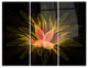 "Yellow Red Fractal Flower in Dark" Metal Wall Art, 3 Panels, 36"x28"