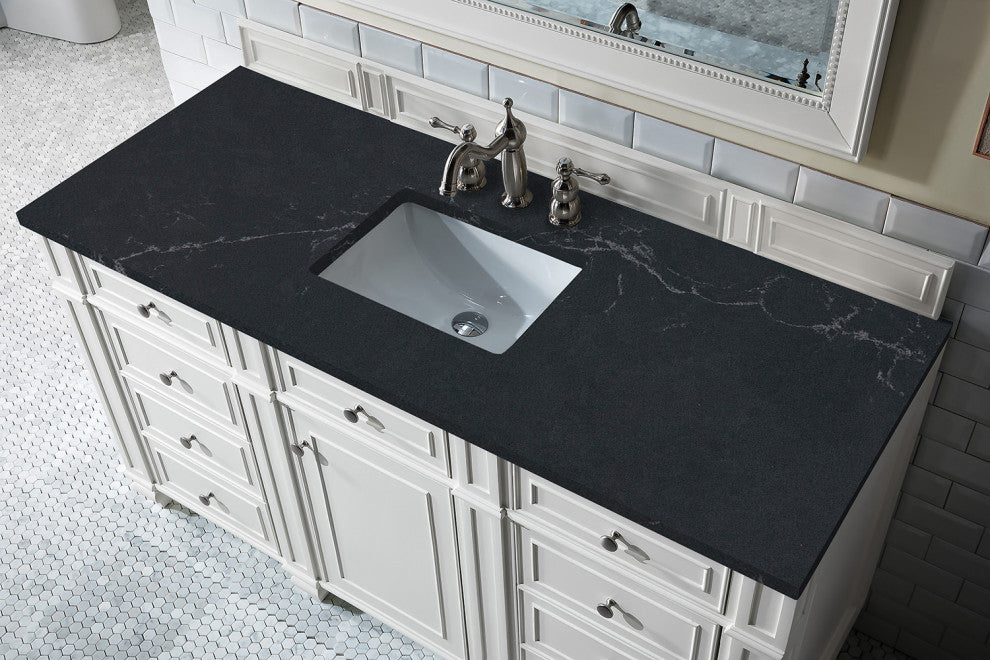 Bristol 60" Single Vanity Bright White, Charcoal Soapstone Quartz