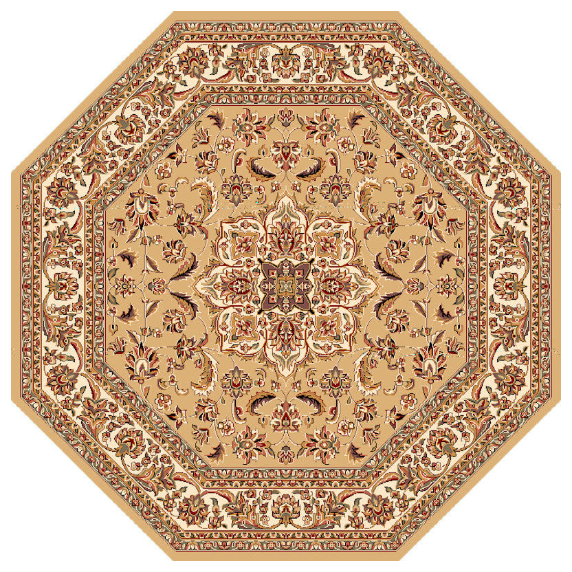 Cambridge 7328 Beige, Ivory Kashan Medallion, 7'7" Octagon