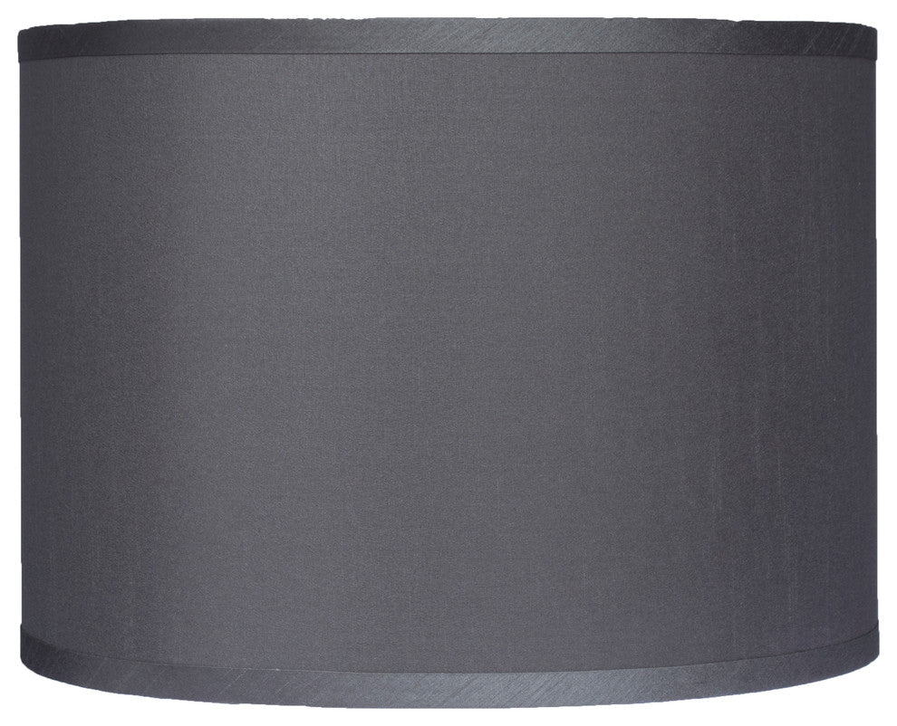 Classic Drum Faux Silk Lamp Shade, Gray, 14"