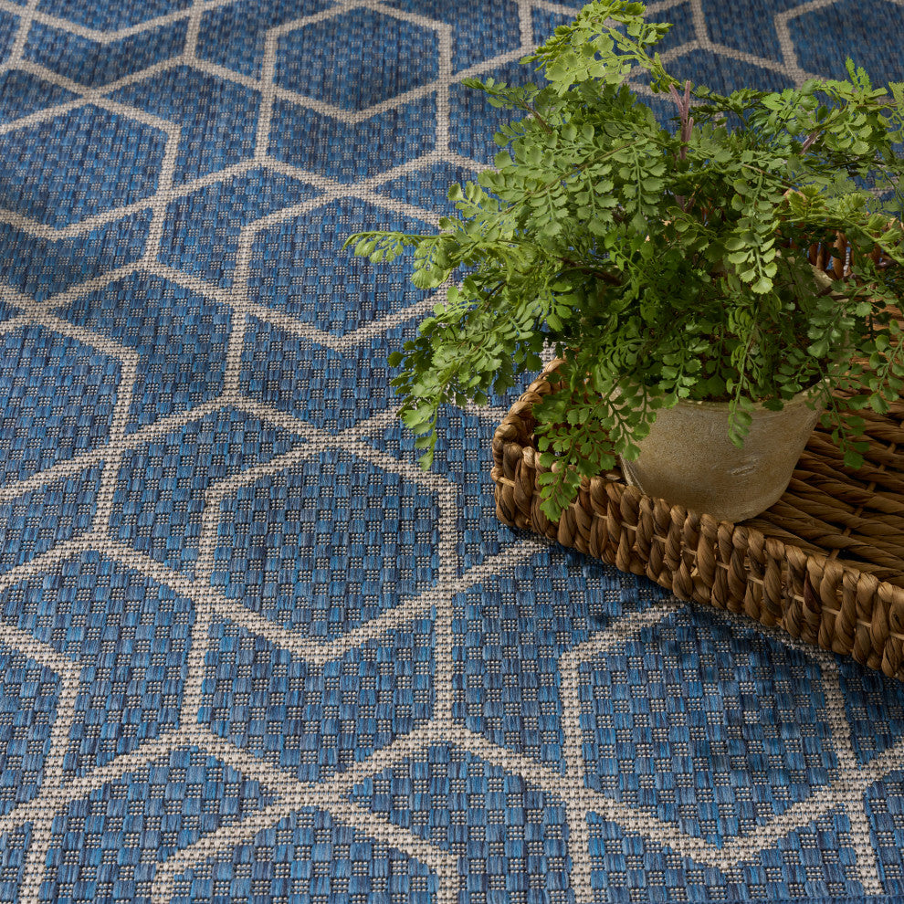 Nourison Horizon Indoor/Outdoor 10' x 14' Denim Modern Rug